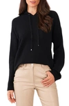 Vince Camuto Jersey Knit Hooded Sweater In Rich Black