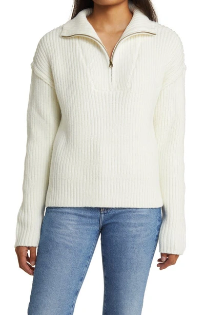 Lucky Brand Women's Half-zip Knit Pullover Jumper In Whisper White