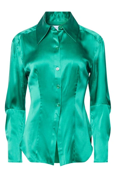 Equipment Bailey Silk Satin Button-up Shirt In Green