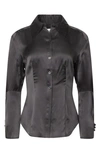 Equipment Bailey Silk Satin Button-up Shirt In True_black