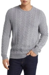 Nordstrom Cable Knit Cashmere Crewneck Sweater In Grey Heather
