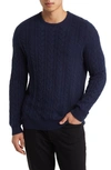 Nordstrom Cable Knit Cashmere Crewneck Sweater In Navy Night