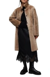 Allsaints Serra Reversible Shearling Coat In Taupe Brown