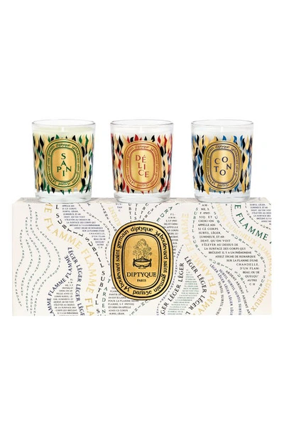 Diptyque Sapin (pine), Coton (cotton) & Delice Holiday Candle Gift Set - Limited Edition