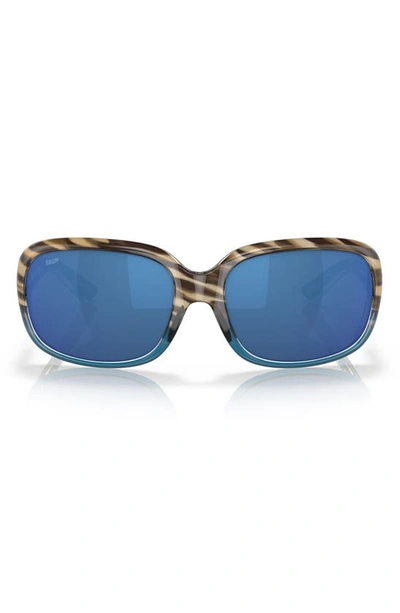 Costa Del Mar Gannet 58mm Mirrored Polarized Pillow Sunglasses In Blue Mirror