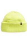Allsaints Brushed Wool Blend Beanie In Fluro Yellow