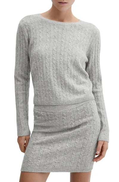 Mango Cable-knit Sweater Light Heather Grey