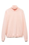 Mango 100% Cashmere Turtleneck Sweater Pastel Pink