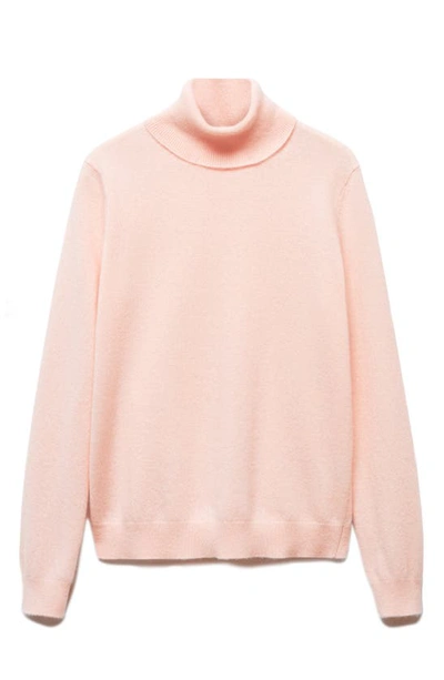 Mango 100% Cashmere Turtleneck Sweater Pastel Pink