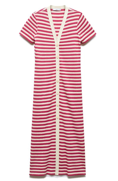 Mango Striped Jersey Dress Fuchsia