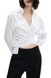 Mango Cross Front Cotton Shirt In White
