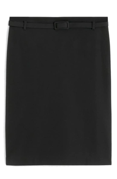 Mango Belted Pencil Skirt In Black