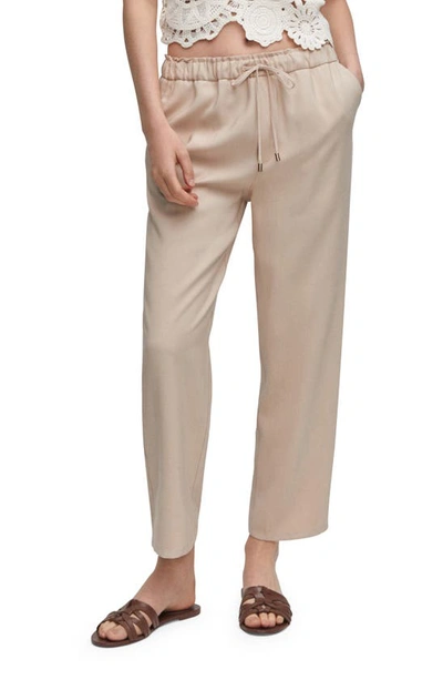 Mango Flowy Straight Leg Pants In Beige