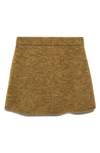 Mango Brushed Knit Miniskirt In Olive Green