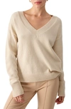 Sanctuary Easy Breezy V-neck Sweater In Toasted Marshmellow