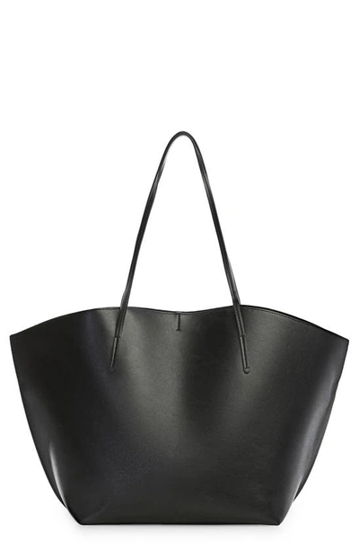 Mango Double Handle Faux Leather Shopper Bag In Black