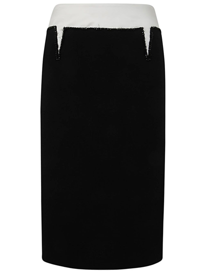N°21 Crystal-embellished Wool-blend Pencil Skirt In Black
