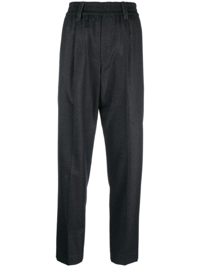 Brunello Cucinelli Elasticated Cropped Pants In Grey