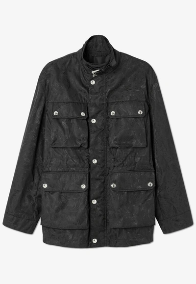 Versace Barocco Nylon Field Jacket In Black