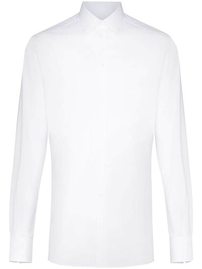 Dolce & Gabbana Floraljacquard Tuxedo Shirt In Optic White
