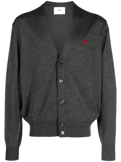 Ami Alexandre Mattiussi Ami De Coeur Cardigan In Grey