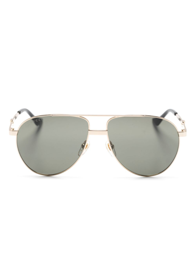 Gucci Gold Aviator Frame Tinted Sunglasses