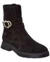 STUART WEITZMAN STUART WEITZMAN CRYSTAL BUCKLE ZIP SUEDE BOOTIE