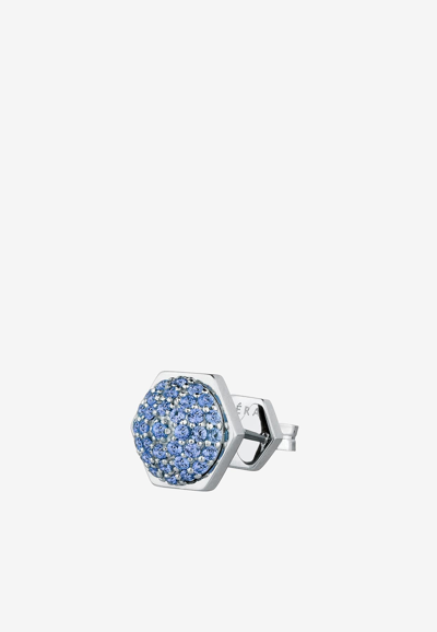 Eéra Bolt Diamond Stud Earring In 18-karat White Gold In Blue