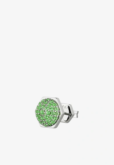 Eéra Bolt Diamond Stud Earring In 18-karat White Gold In Green