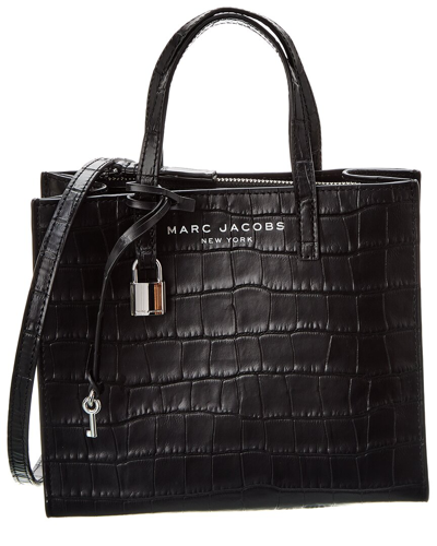 Marc Jacobs Grind Mini Croc-embossed Leather Shoulder Bag In Black