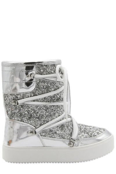 Chiara Ferragni Flat Ankle Boots  Woman Colour Silver In Silver Glitter