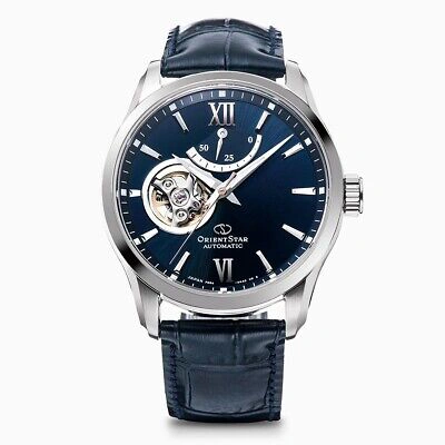 Pre-owned Orient Star Re-at0006l Semi-skeleton Automatic Men's Watch - Blue Dial,