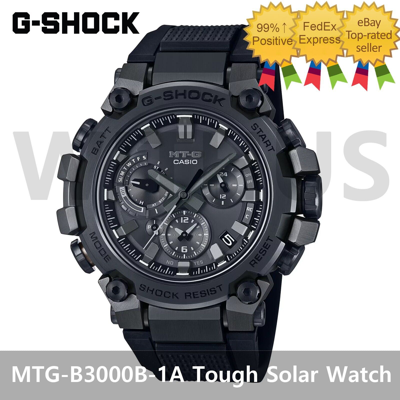 Pre-owned G-shock Mtg-b3000b-1a Tough Solar Black Bluetooth Outdoor Men's Watch