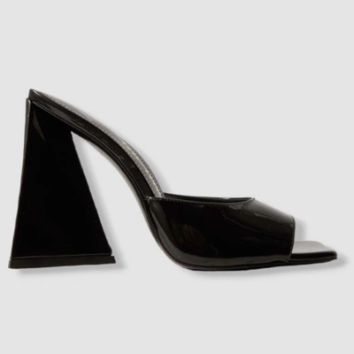 Pre-owned Attico $760 The  Women's Black Devon Patent Mule Slide Sandal Shoes Size 38