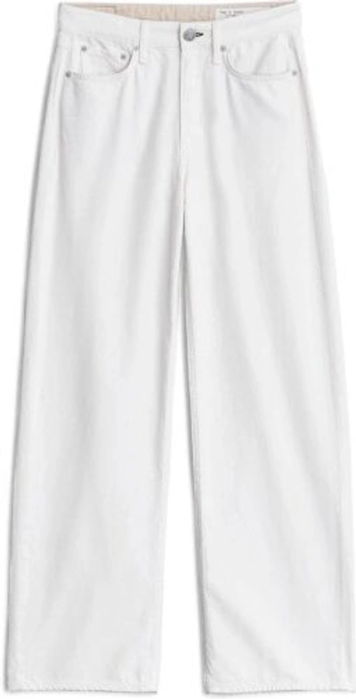 Pre-owned Rag & Bone Women Featherweight Logan Ecru Wide Leg Jeans In White