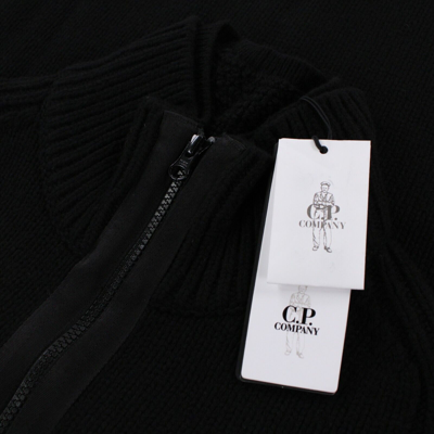 Pre-owned C.p. Company C.p. (cp) Company Wool Blend Full Zip Knit Sweater Size 50 M In Solid Black