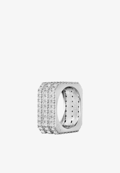 Eéra Candy Triple Ring In 18-karat White Gold With Diamonds In Silver