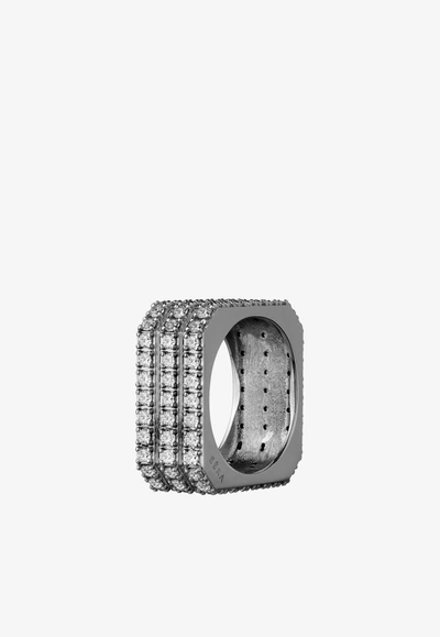 Eéra Candy Triple Ring In 18-karat White Gold With Diamonds In Silver