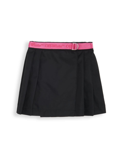 Off-white Little Girl's & Girl's Bookish Logo Band Skirt In Black Fuchsia