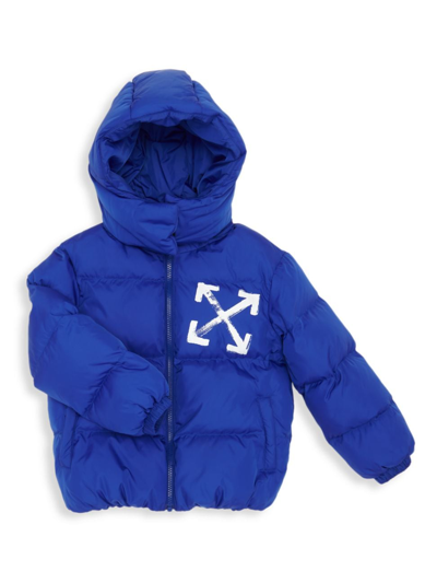 Off-white Kids' Arrows Quilted Puffer Jacket In Blue White