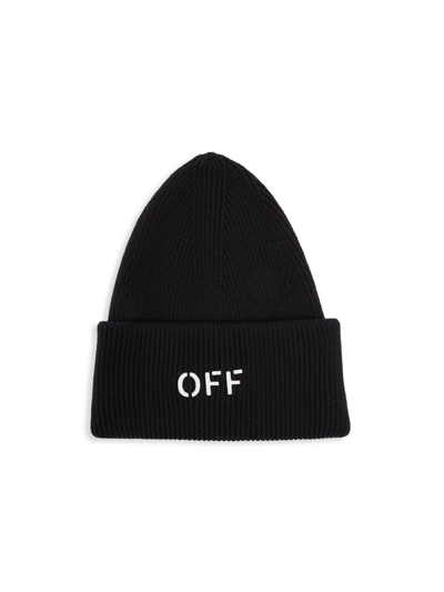 Off-white Men's Off Stamp Loose-knit Beanie In Black White