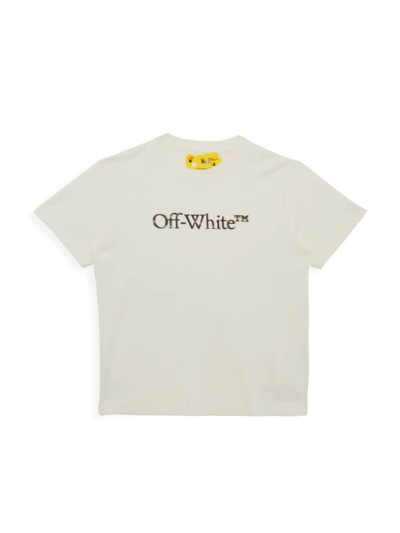 Off-white Kids' Bookish Bit Logo Cotton T-shirt In White