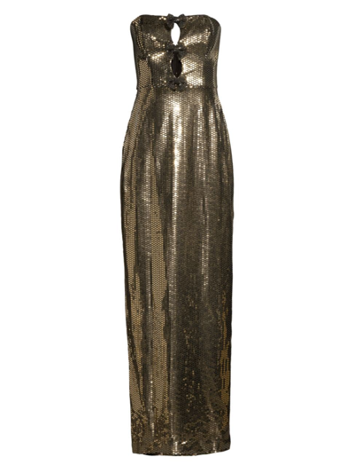 Liv Foster Women's Strapless Sequined Bow-embellished Gown In Gold |  ModeSens