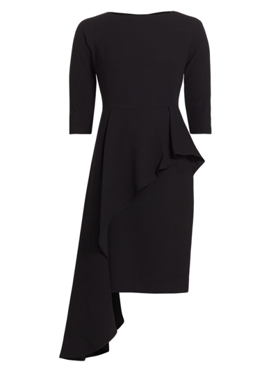 Teri Jon By Rickie Freeman Women's Asymmetric Peplum Minidress In Black