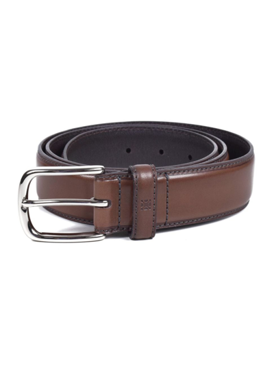Olimpo Men's Leather Buckle Belt In Brown