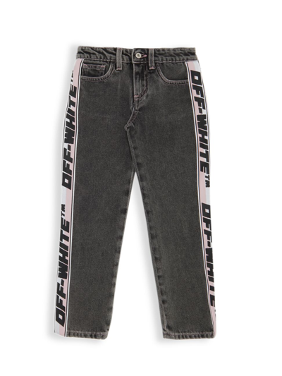 Off-white Little Girl's & Girl's Logo Jeans In Dark Grey Black