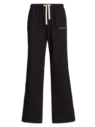 Palm Angels Logo Cotton Travel Pants In Black