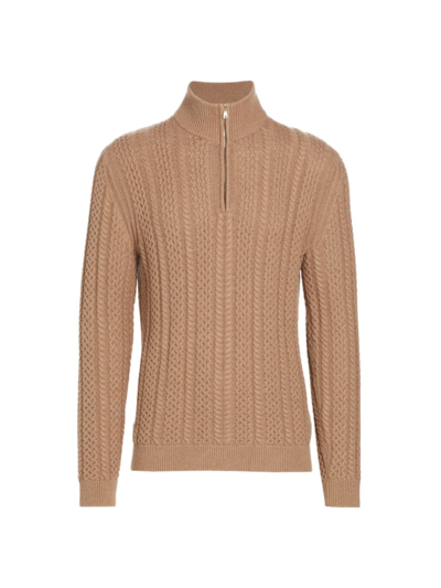 Reiss Men's Bantham Quarter-zip Sweater In Camel