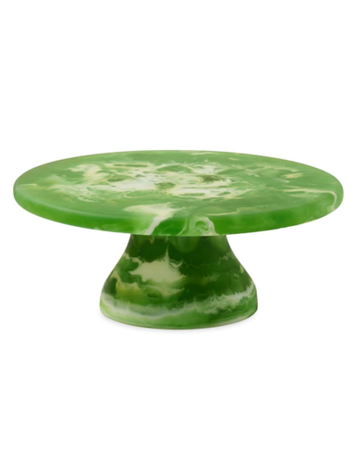 Blue Pheasant Hugo Swirled Resin Cake Stand In Green Swirled