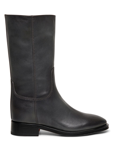Santoni Women's Fleeces Leather Boots In Grey